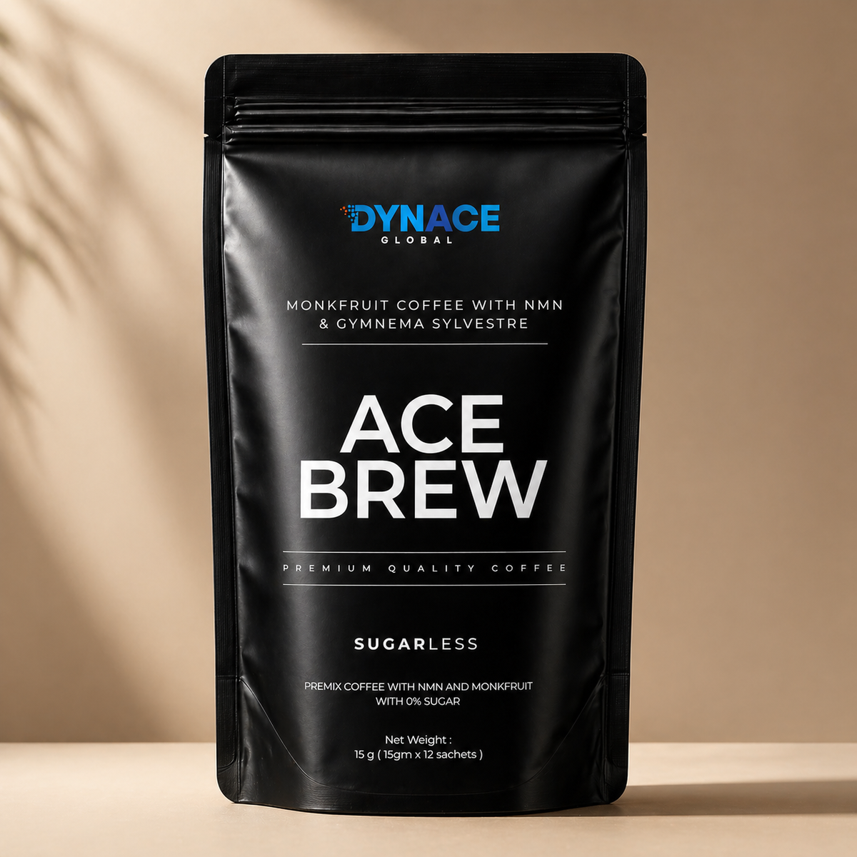 Dynace Ace Brew café fonctionnel NMN 0% sucre — packshot sachet 12 sticks