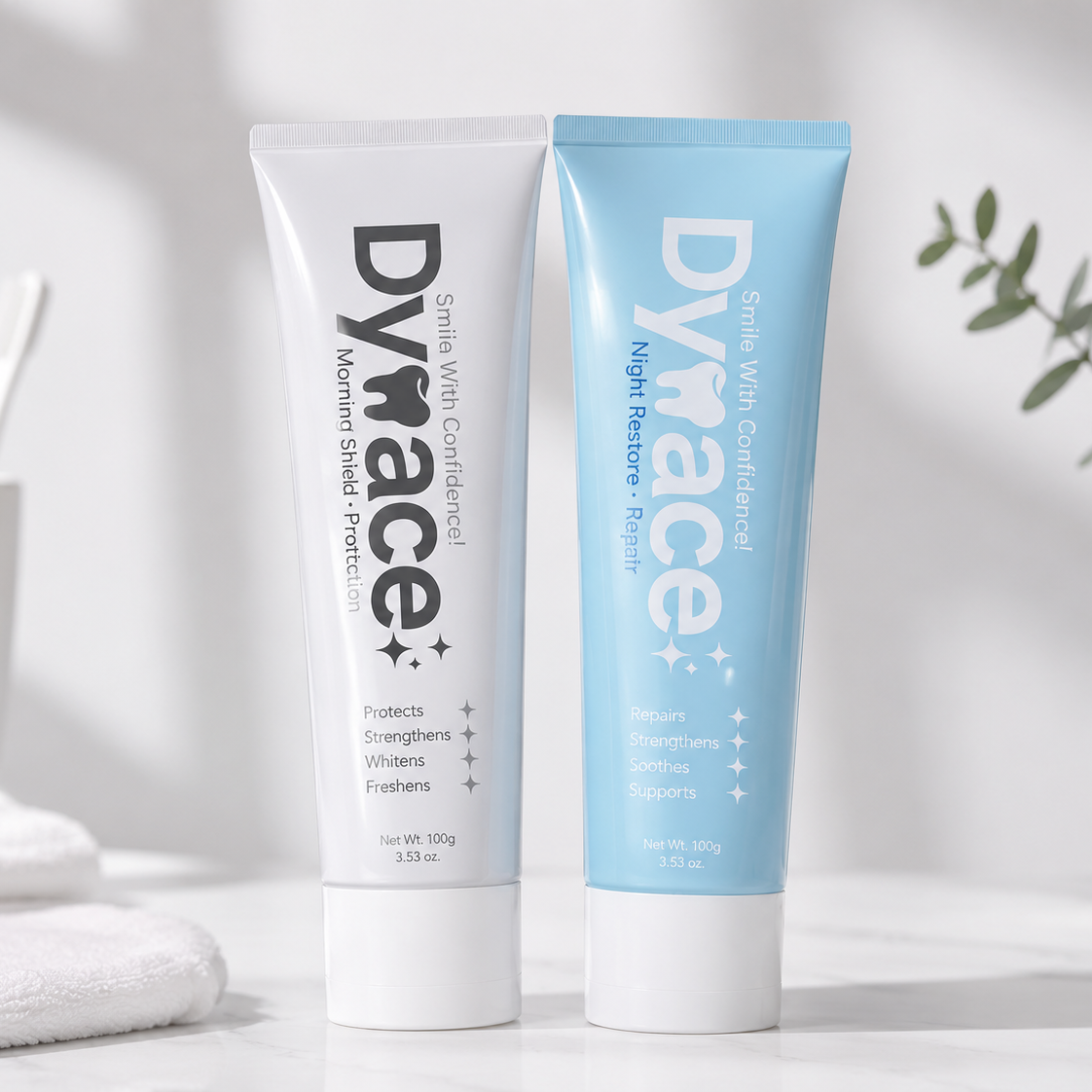 Dynace Morning Shield dentifrice protection matin — packshot duo routine dentaire