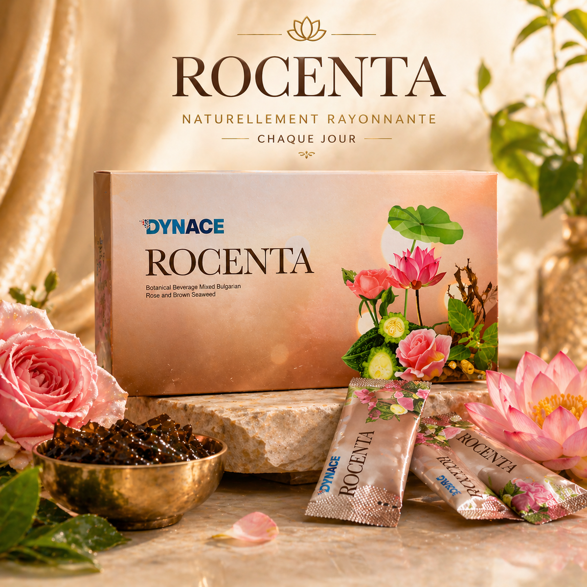 Dynace Rocenta — packshot boîte 15 sticks complément multivitaminé et botanique