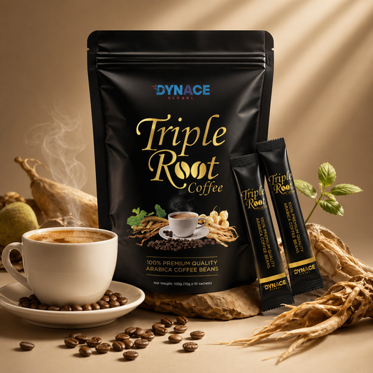 Dynace Triple Root Coffee adaptogène — boîte 10 sachets 10g vue packshot