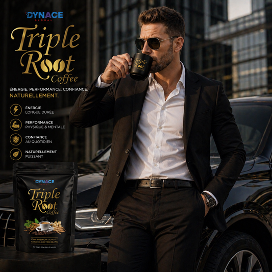Dynace Triple Root Coffee — présentation sachet 10g café Arabica Ginseng Ashwagandha