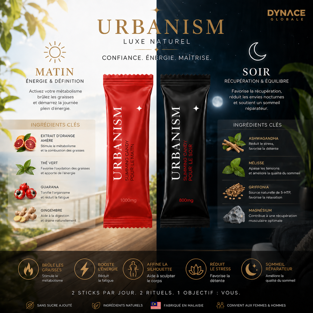 Dynace Urbanism — rituel bien-être jour et nuit, complément alimentaire adulte